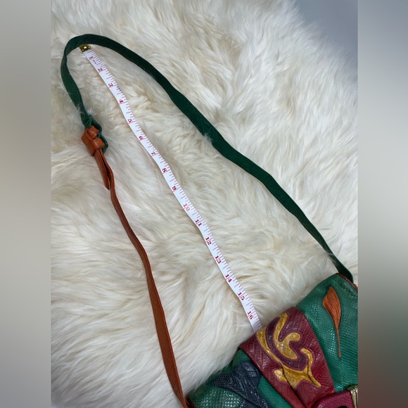 Vintage Sharif 1980s Genuine Leather and Snake Color-blockShoulder Bag - Picture 6 of 17